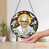 Catholic Pope Leo XIV Glass Suncatcher Religious Window Hanging Christian Church Decor Holy Gift for Priest Catholic