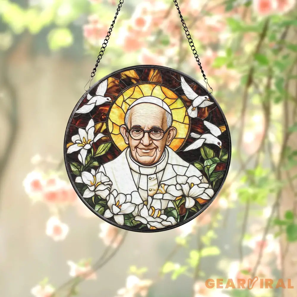 Catholic Pope Leo XIV Glass Suncatcher Religious Window Hanging Christian Church Decor Holy Gift for Priest Catholic