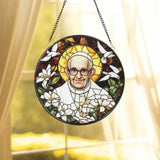 Catholic Pope Leo XIV Glass Suncatcher Religious Window Hanging Christian Church Decor Holy Gift for Priest Catholic