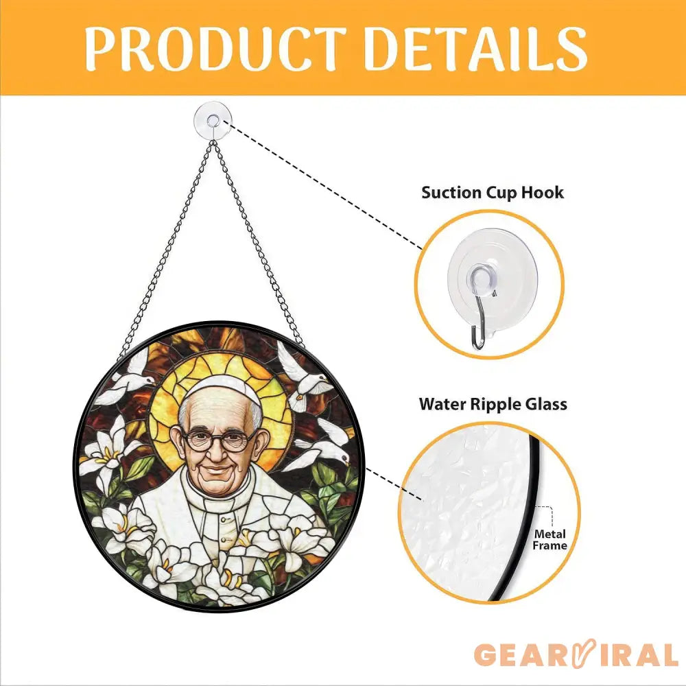 Catholic Pope Leo XIV Glass Suncatcher Religious Window Hanging Christian Church Decor Holy Gift for Priest Catholic