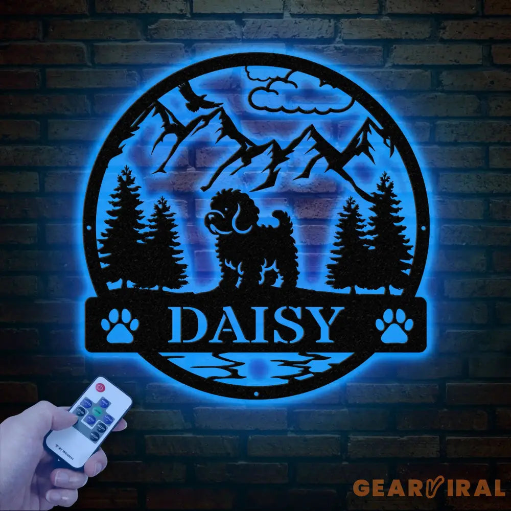 Cavapoo Metal Sign with Led Lights Custom Dog Name Sign Dog Memorial Gift Cavapoo Wall Decor Dog Lovers Wall Art Pet