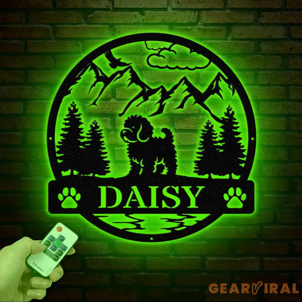 Cavapoo Metal Sign with Led Lights Custom Dog Name Sign Dog Memorial Gift Cavapoo Wall Decor Dog Lovers Wall Art Pet