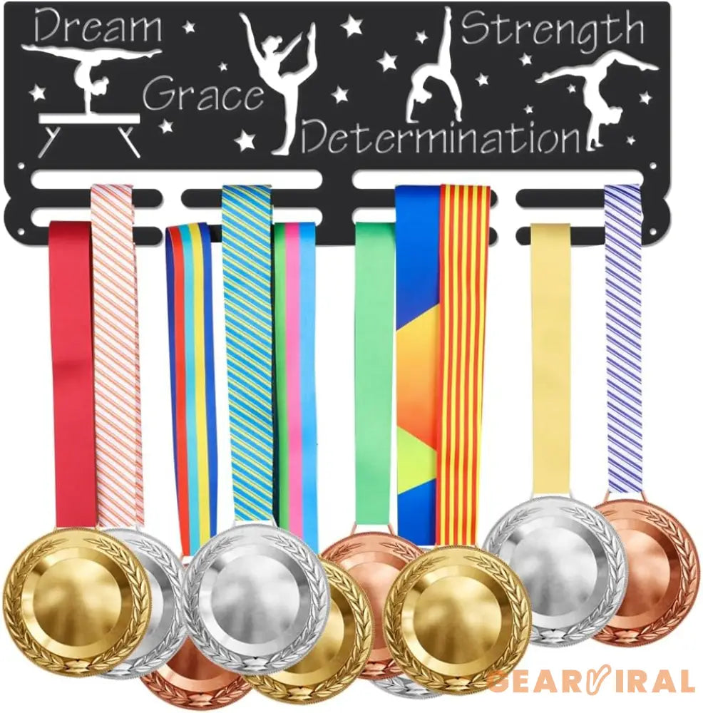 Cheer Cheerleading Medal Holder Pentagram Medals Display Rack Sturdy Steel Metal Holder Wall Mount No Hooks Over 60