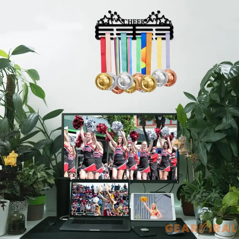 Cheer Cheerleading Medal Holder Pentagram Medals Display Rack Sturdy Steel Metal Holder Wall Mount No Hooks Over 60