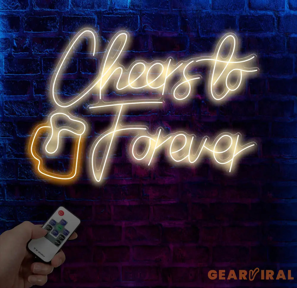 Cheers To Forever Pub Beer Neon Sign,Neon Bar Sign LED Light Sign for Home Bar Wall Decor Man Cave Sign Gifts for Him