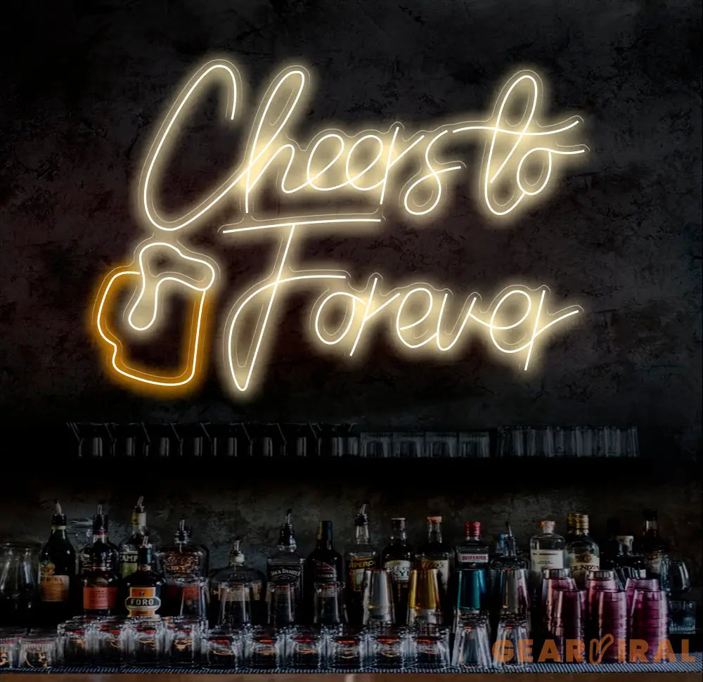 Cheers To Forever Pub Beer Neon Sign,Neon Bar Sign LED Light Sign for Home Bar Wall Decor Man Cave Sign Gifts for Him