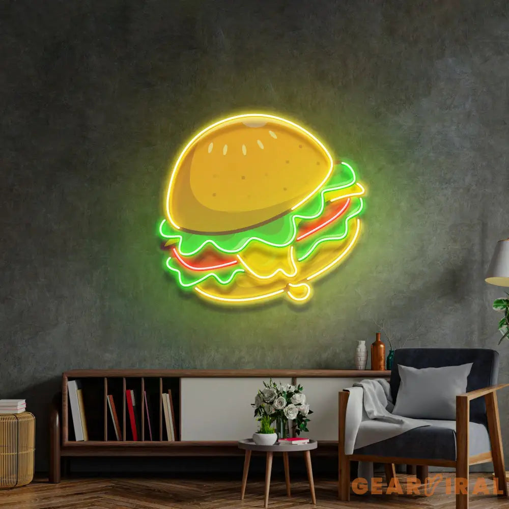 Cheese Burger Cartoon LED Neon Sign Light Pop Art