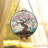 Cherry Blossom Tree Stained Glass Suncatcher Sakura Window Hanging Japanese Tree Glass Art Peaceful Nature Decor Spring