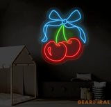 Cherry Neon Sign - Custom LED Fruit Light Cherry Wall Art Home Decor for Living Room or Kitchen Neon Sign for Room Wall