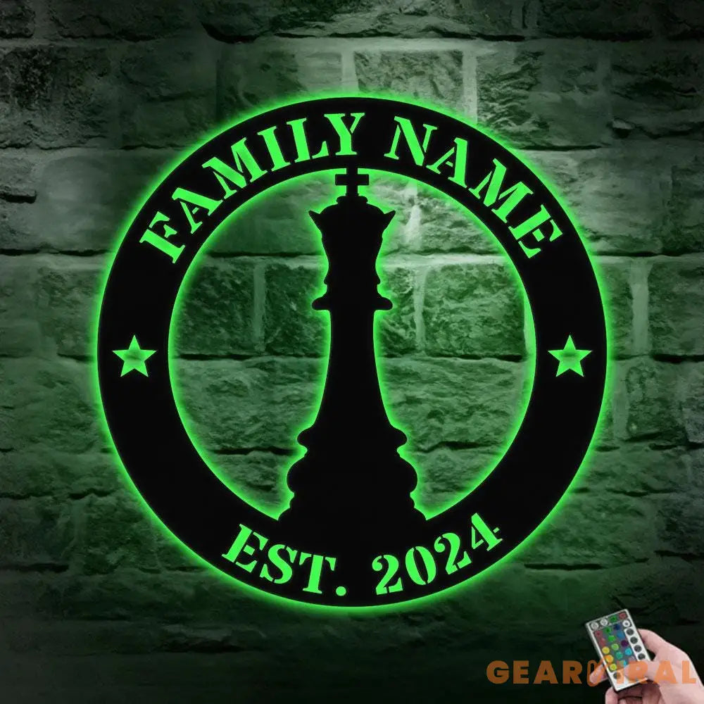 Chess Family Name Metal Sign with LED Lights Personalized Family Name Metal Sign Family Wall Decor Personalized Wall