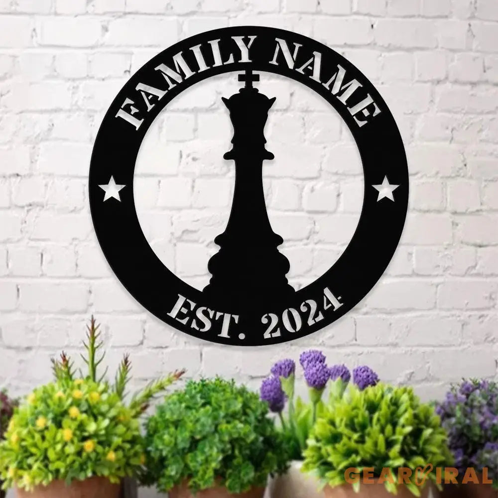 Chess Family Name Metal Sign with LED Lights Personalized Family Name Metal Sign Family Wall Decor Personalized Wall