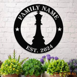 Chess Family Name Metal Sign with LED Lights Personalized Family Name Metal Sign Family Wall Decor Personalized Wall