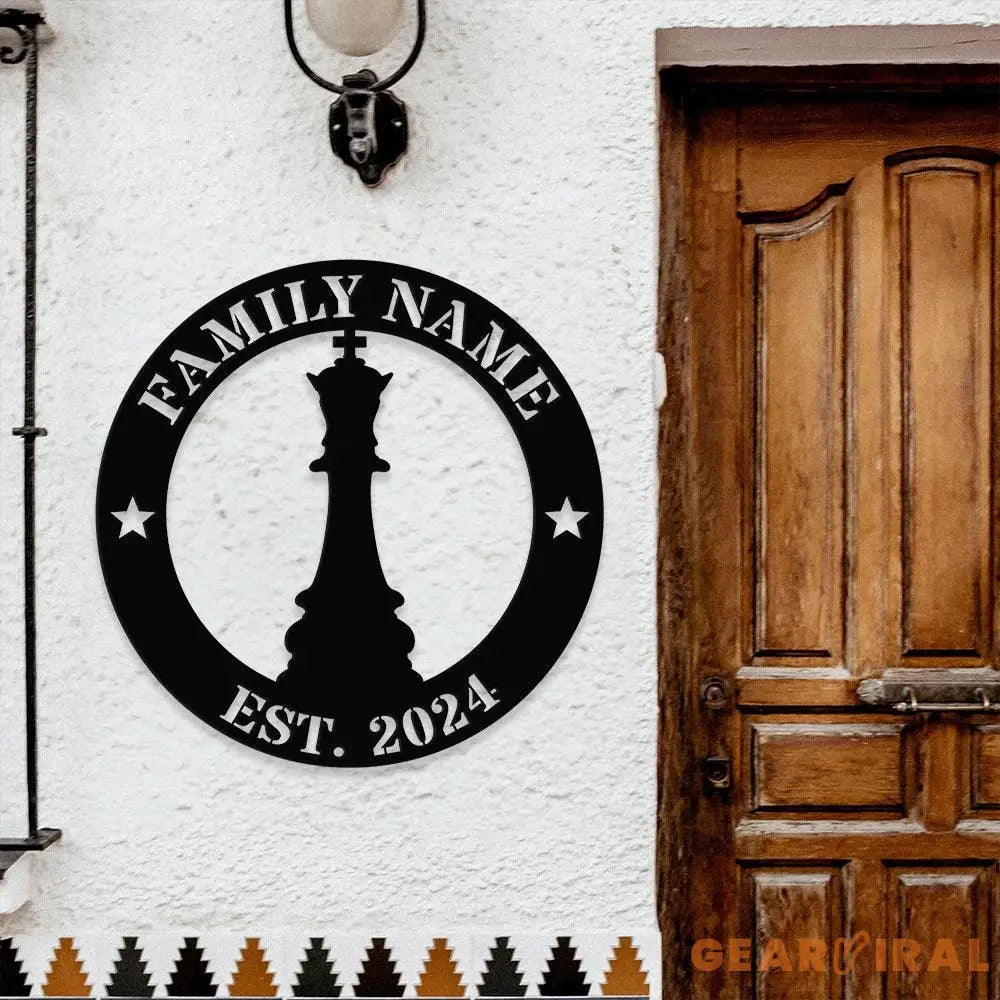 Chess Family Name Metal Sign with LED Lights Personalized Family Name Metal Sign Family Wall Decor Personalized Wall