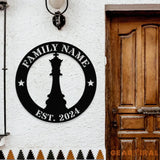 Chess Family Name Metal Sign with LED Lights Personalized Family Name Metal Sign Family Wall Decor Personalized Wall