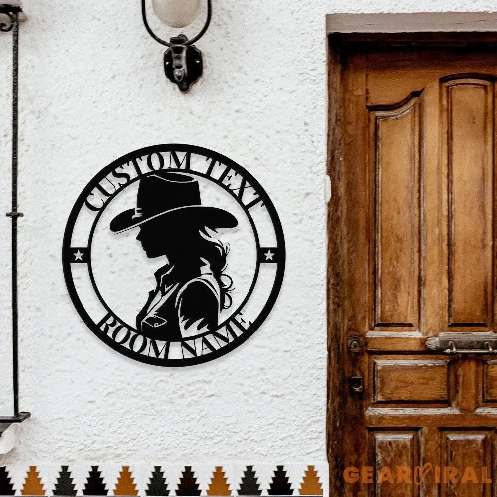 Chic Cowgirl Name Metal Sign with LED Lights Personalized Family Name Metal Sign Family Wall Decor Personalized Wall