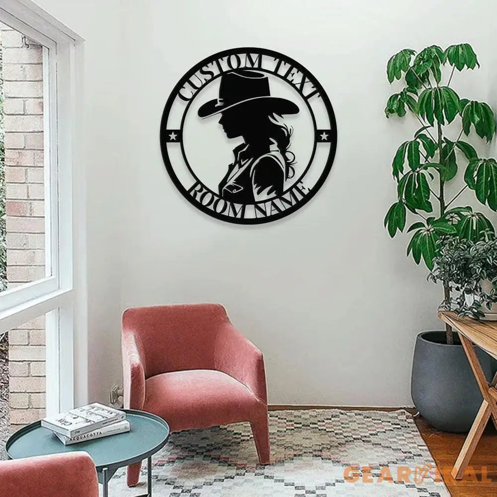Chic Cowgirl Name Metal Sign with LED Lights Personalized Family Name Metal Sign Family Wall Decor Personalized Wall