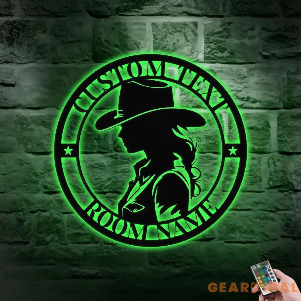 Chic Cowgirl Name Metal Sign with LED Lights Personalized Family Name Metal Sign Family Wall Decor Personalized Wall