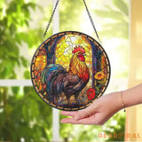 Chicken Stained Glass SunCatcher Farm Animal Window Hanging Rooster Suncatcher Gift Chicken Lover Decoration Gift for