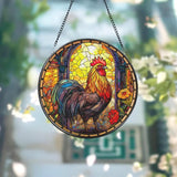Chicken Stained Glass SunCatcher Farm Animal Window Hanging Rooster Suncatcher Gift Chicken Lover Decoration Gift for