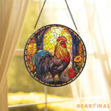 Chicken Stained Glass SunCatcher Farm Animal Window Hanging Rooster Suncatcher Gift Chicken Lover Decoration Gift for