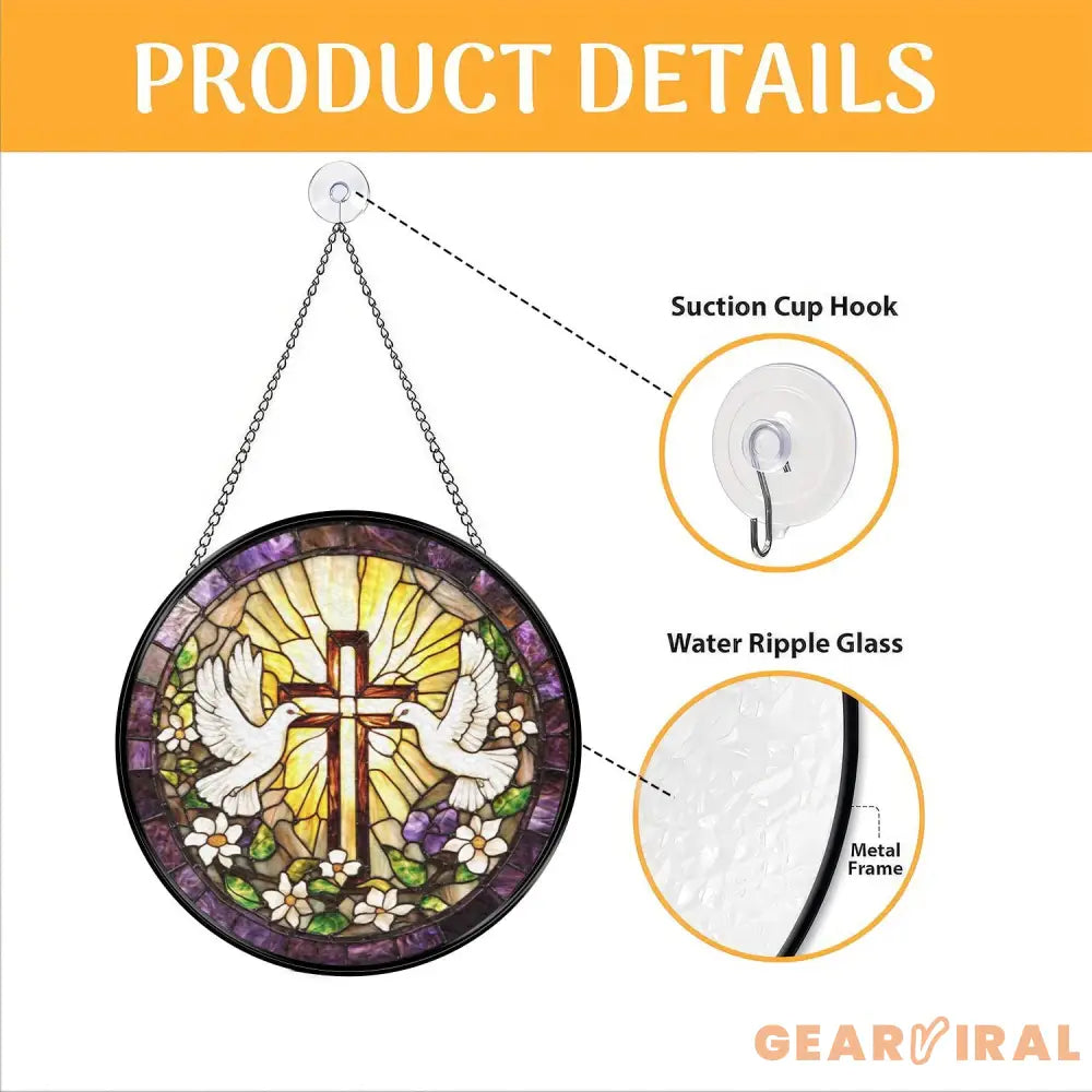 Christian Cross and Dove Suncatcher Handmade Religious Window Art Easter Gift for Her Faithful Home Decor Baptism or