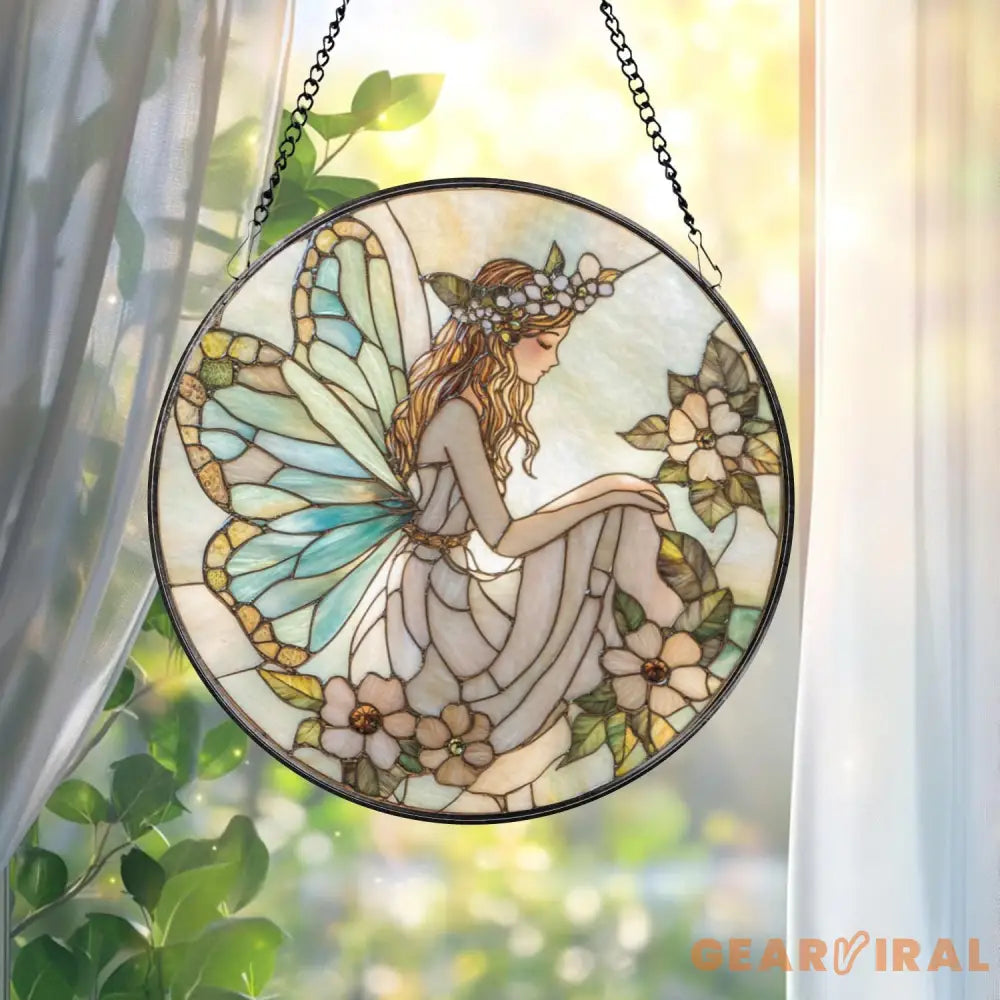 Christian Cross Stained Glass Suncatcher Sunset Cross Window Hanging Religious Home Decor Jesus Faith Ornament Floral