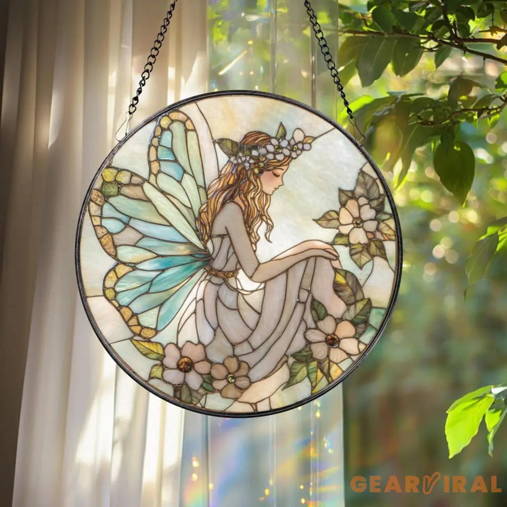 Christian Cross Stained Glass Suncatcher Sunset Cross Window Hanging Religious Home Decor Jesus Faith Ornament Floral