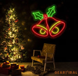 Christmas Bell Neon Sign - Jingle Bell LED Christmas Tree Light Merry Christmas Neon Sign for Home Room Wall Decor