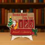 Christmas Books Read Tracker Sign, Personalized Wooden Santa Library Sign, Holiday Reading Countdown Decoration Gift for Book Lovers