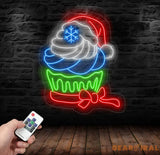 Christmas Cupcake Neon Sign Festive Dessert LED Light Custom Holiday Cupcake Neon Art Santa Hat Neon Wall Light Holiday