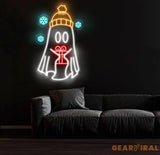 Christmas Ghost Neon Sign - Custom Holiday LED Light Winter Ghost Decor with Gift Festive Wall Art Christmas Party