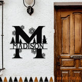 Christmas Monogram Metal Sign Christmas Name Sign Personalized Split Letter Last Name Monogram Wall Sign Outdoor Door
