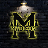 Christmas Monogram Metal Sign Christmas Name Sign Personalized Split Letter Last Name Monogram Wall Sign Outdoor Door