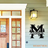 Christmas Monogram Metal Sign Christmas Name Sign Personalized Split Letter Last Name Monogram Wall Sign Outdoor Door