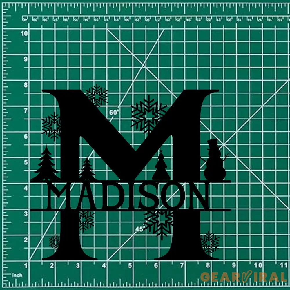 Christmas Monogram Metal Sign Christmas Name Sign Personalized Split Letter Last Name Monogram Wall Sign Outdoor Door