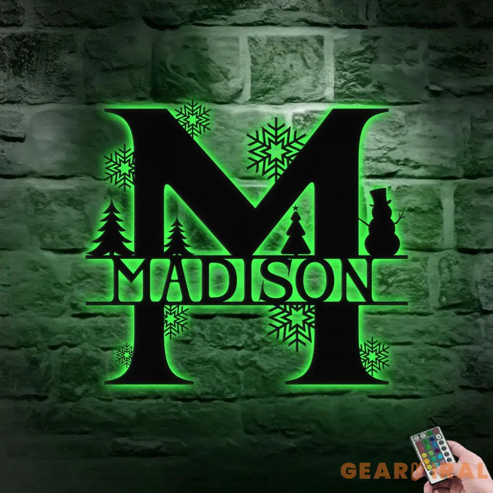 Christmas Monogram Metal Sign Christmas Name Sign Personalized Split Letter Last Name Monogram Wall Sign Outdoor Door