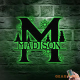 Christmas Monogram Metal Sign Christmas Name Sign Personalized Split Letter Last Name Monogram Wall Sign Outdoor Door