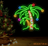 Christmas Palm Tree Neon Sign - Merry Christmas LED Light Palm Tree Christmas Wall Art Festive LED Tree Light Holiday