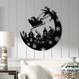 Christmas Sleigh Metal Sign with LED Light – Custom Santa and Reindeer Wall Art – Perfect Holiday Decoration for