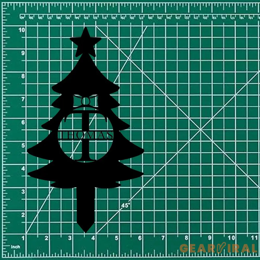 Christmas Tree Monogram Metal Sign Christmas Garden Metal Stake Personalized Name Yard Sign Outdoor Door Decor Garden