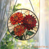 Chrysanthemum Stained Glass Suncatcher Birth Month Flower Window Hanging Gift for Mom or Grandma Floral Birthday or