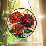 Chrysanthemum Stained Glass Suncatcher Birth Month Flower Window Hanging Gift for Mom or Grandma Floral Birthday or