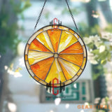 Citrus Slice Stained Glass Suncatcher Orange Lemon Window Hanging Decor Round Fruit Panel Art Bright Summer Kitchen
