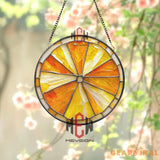 Citrus Slice Stained Glass Suncatcher Orange Lemon Window Hanging Decor Round Fruit Panel Art Bright Summer Kitchen