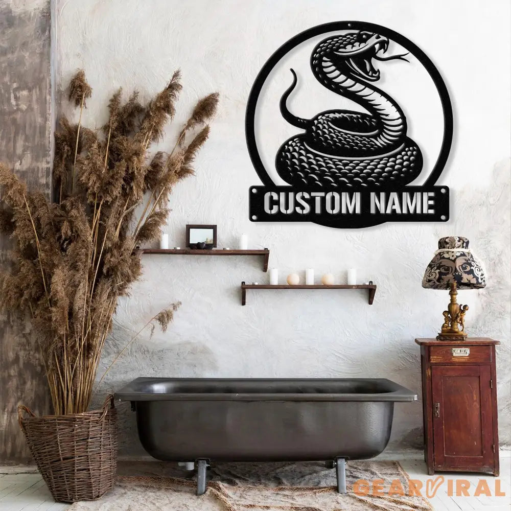 Cobra Snake Metal Sign with LED Lights Custom Snake Wall Art Personalized Cobra Metal Decor for Garage or Man Cave