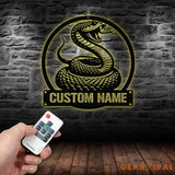 Cobra Snake Metal Sign with LED Lights Custom Snake Wall Art Personalized Cobra Metal Decor for Garage or Man Cave