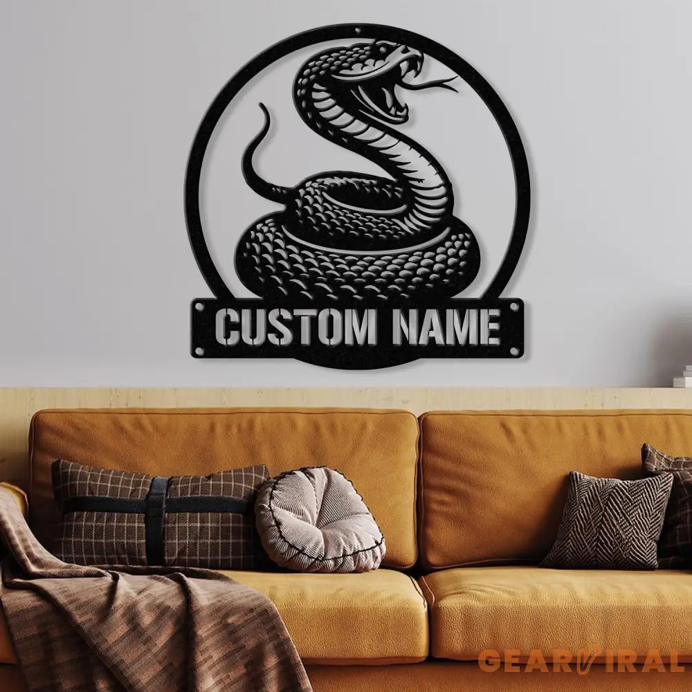 Cobra Snake Metal Sign with LED Lights Custom Snake Wall Art Personalized Cobra Metal Decor for Garage or Man Cave