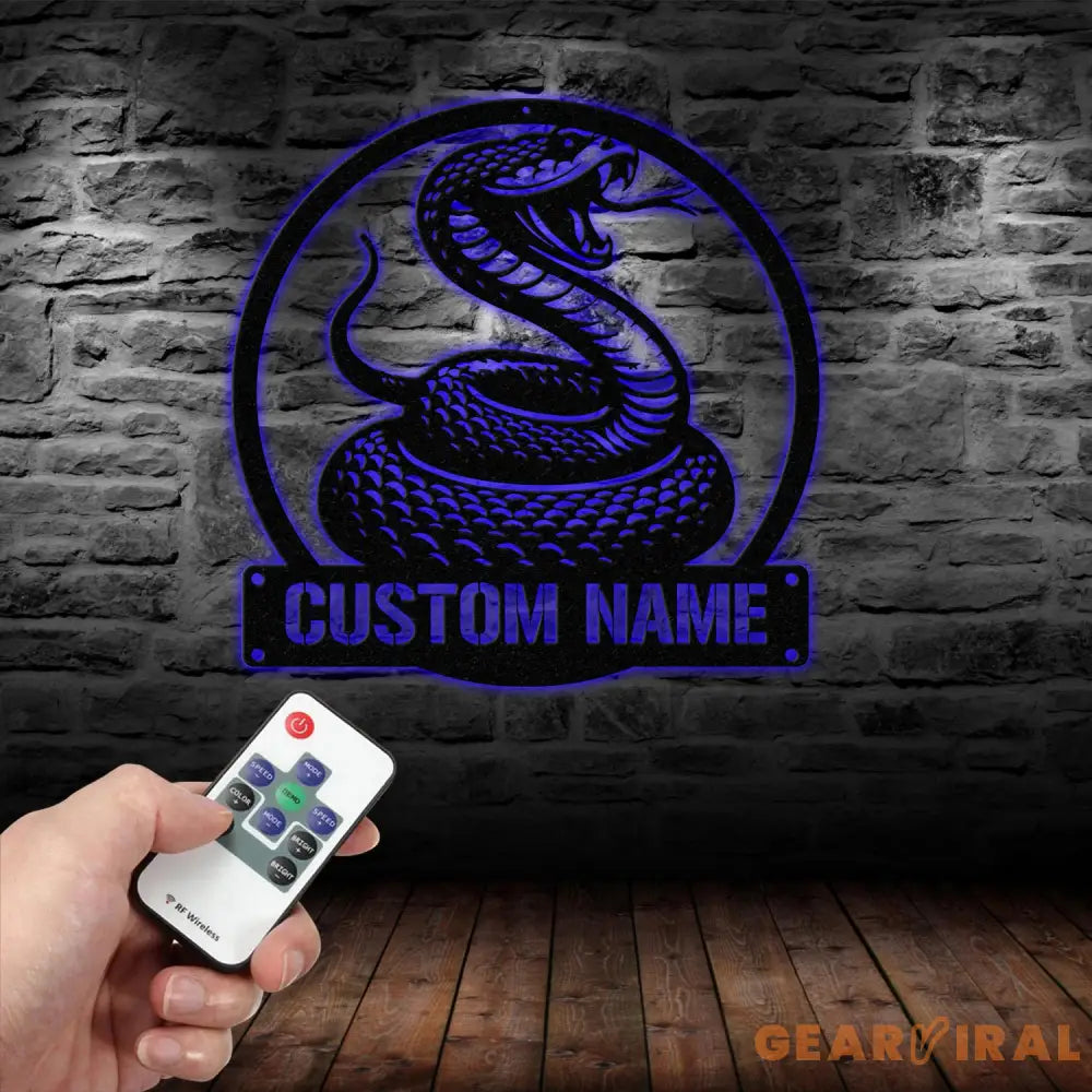 Cobra Snake Metal Sign with LED Lights Custom Snake Wall Art Personalized Cobra Metal Decor for Garage or Man Cave