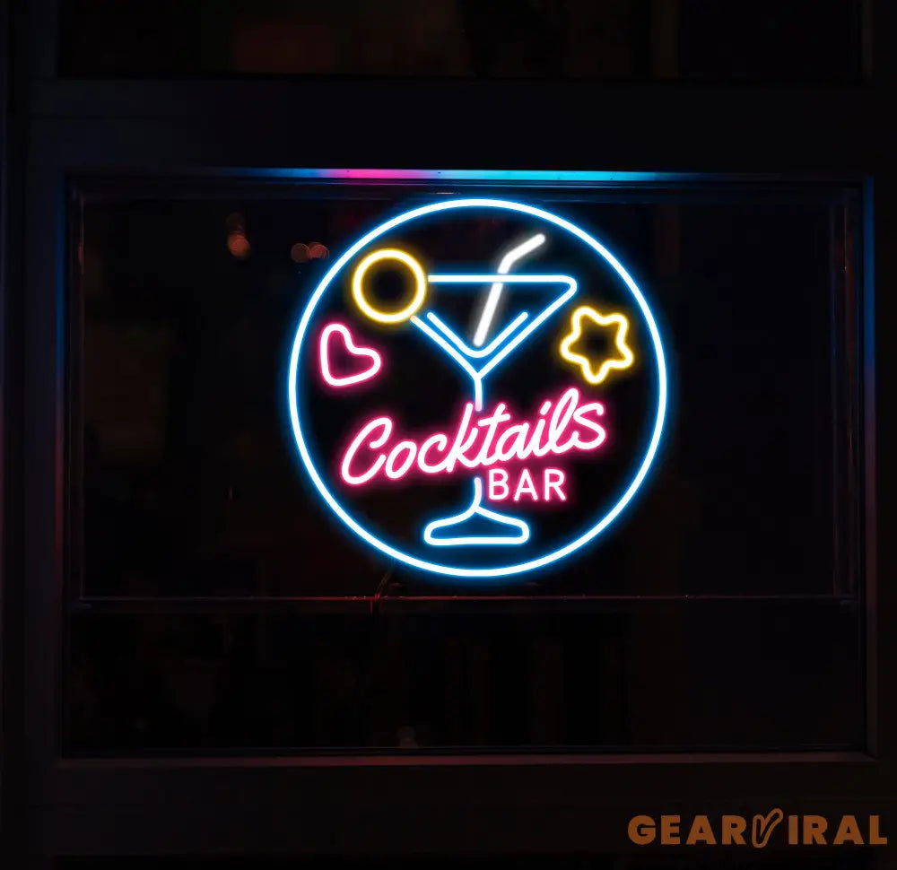 Cocktail Bar Neon Sign Custom Cocktail Bar Glass LED Neon Light Home Wall Decor Bar Led Sign Pub Led Signs Cocktails