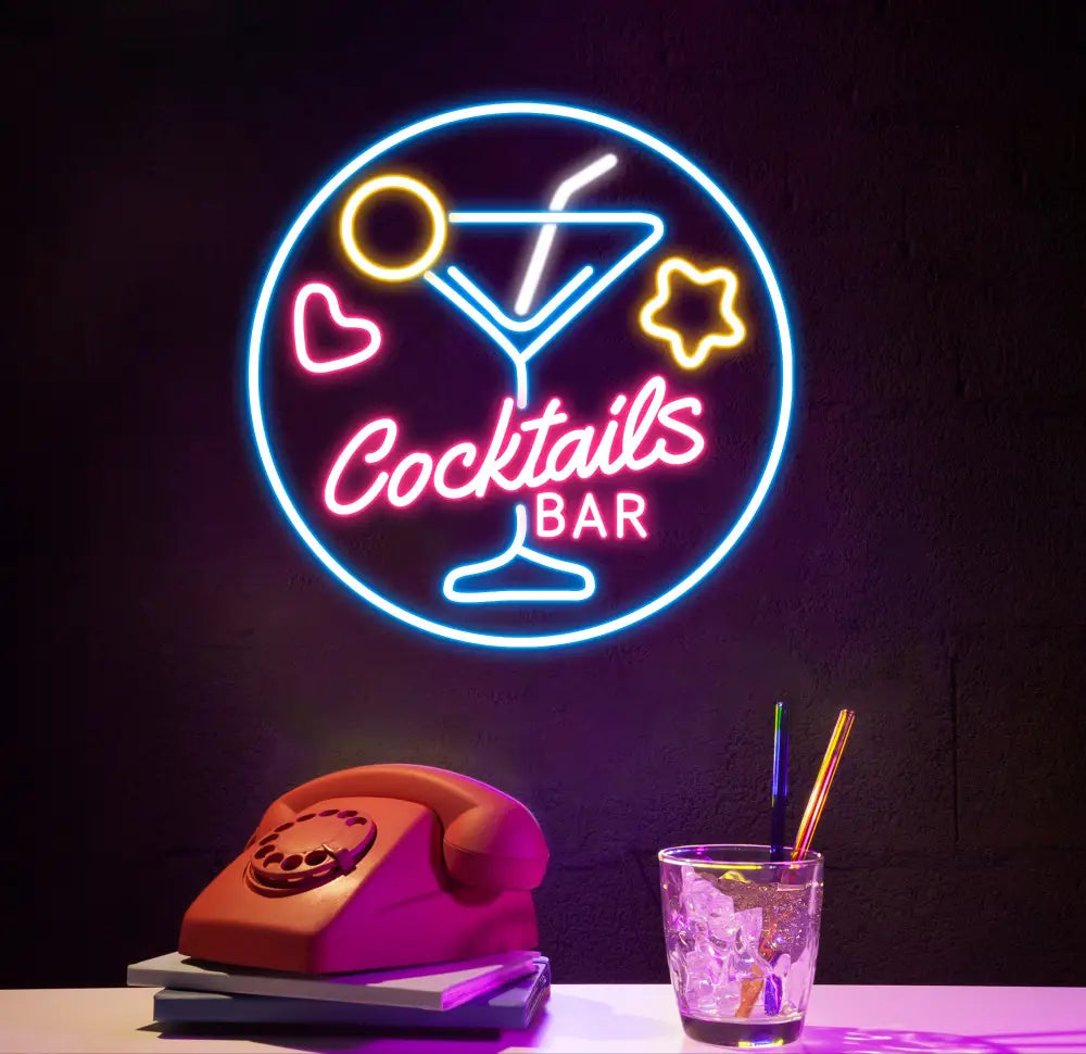 Cocktail Bar Neon Sign Custom Cocktail Bar Glass LED Neon Light Home Wall Decor Bar Led Sign Pub Led Signs Cocktails